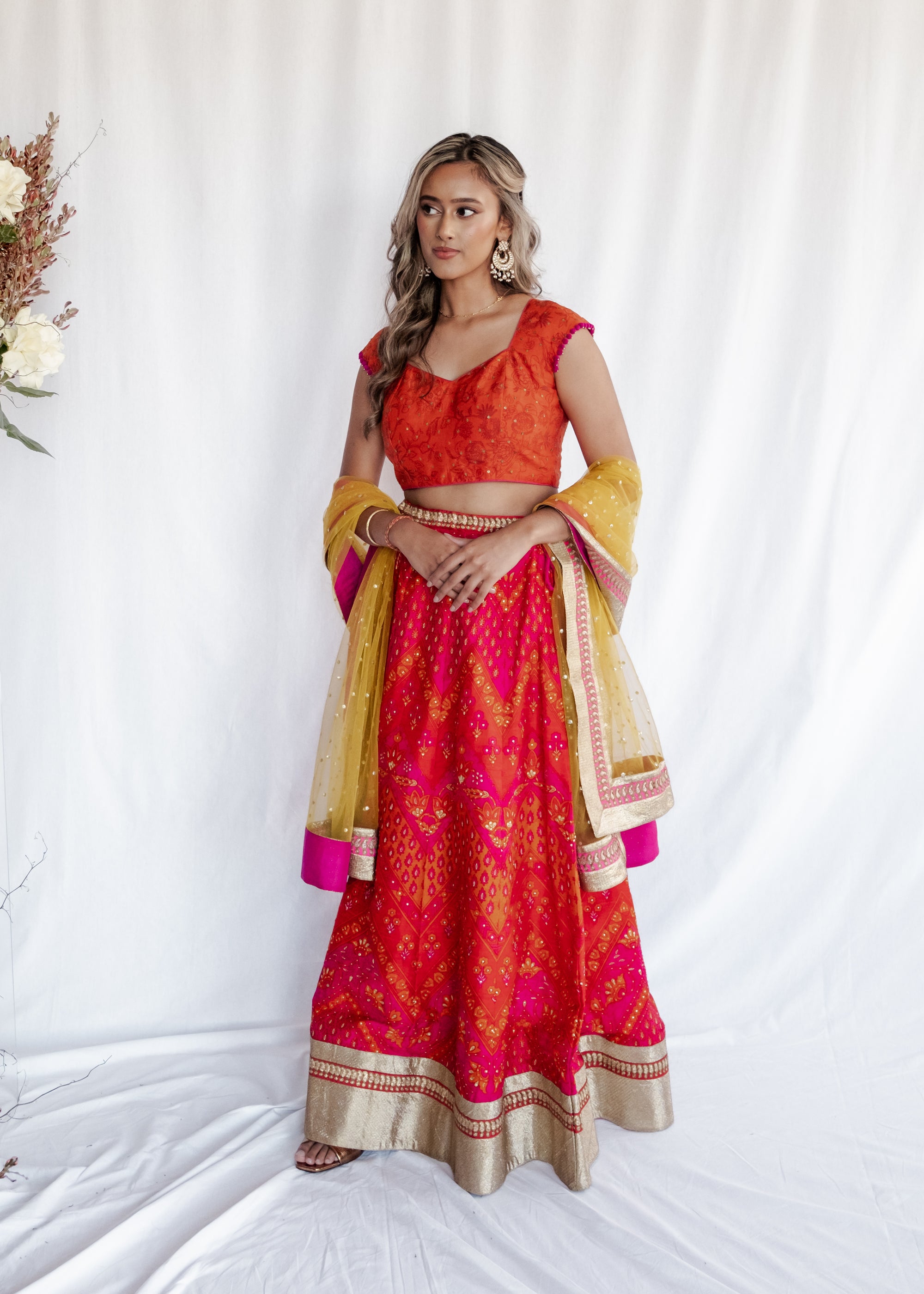 Ritu Kumar - Fuschia & Orange Lehenga
