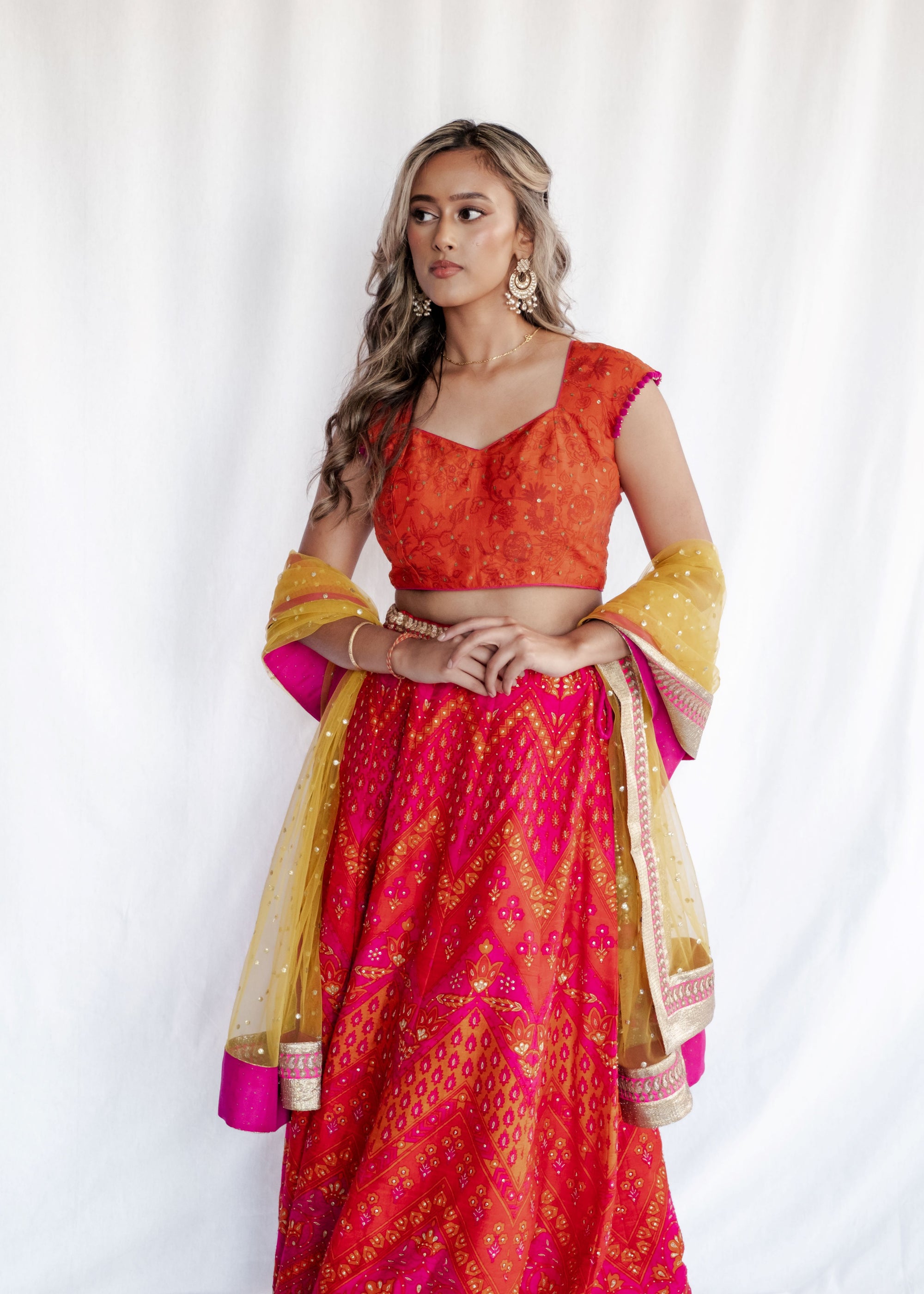 Ritu Kumar - Fuschia & Orange Lehenga