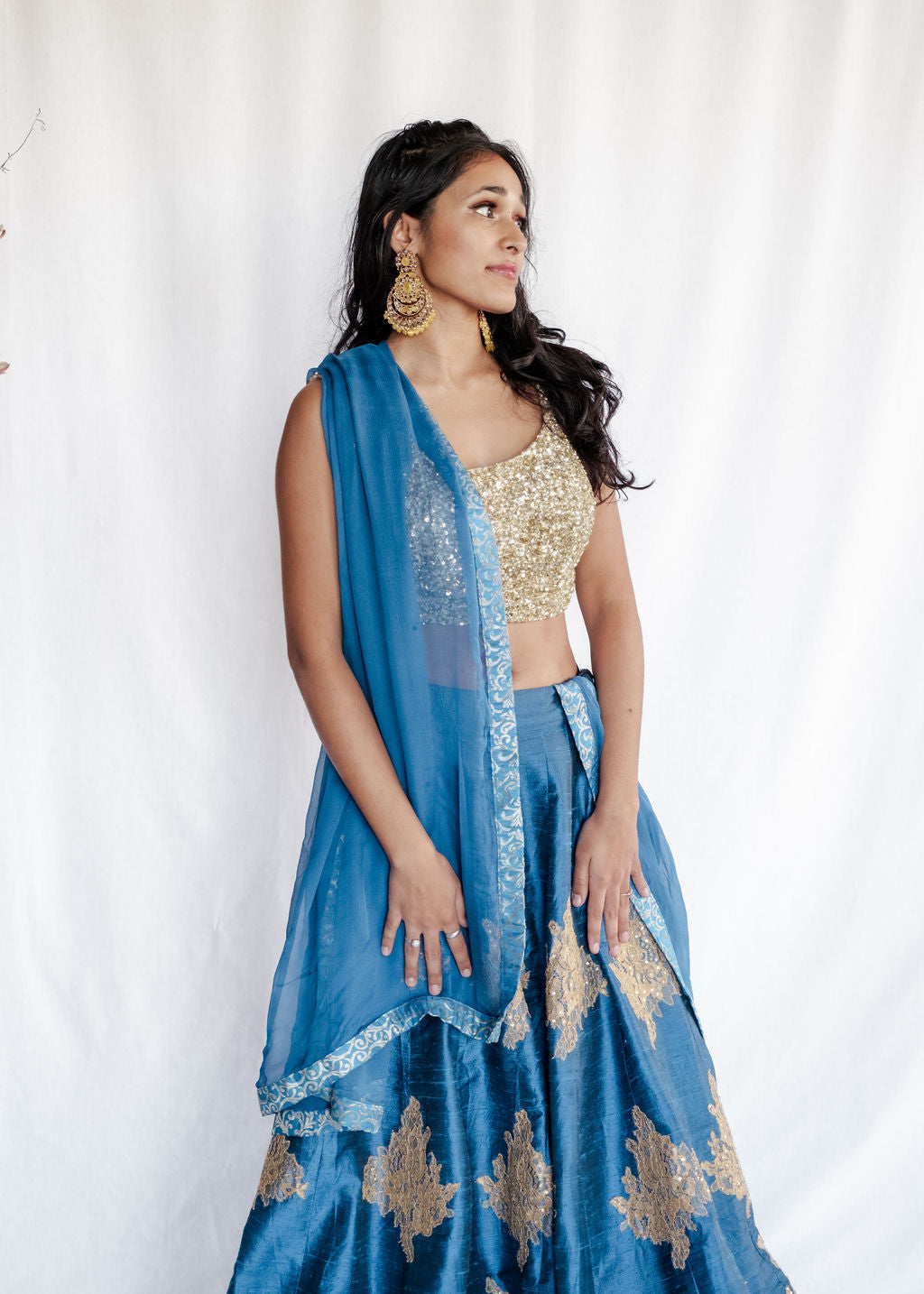 Shirin Hassan - Royal Blue Chantilly Lehenga