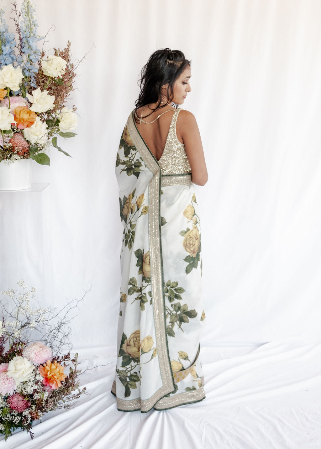 Sabyasachi - Dusty Yellow Rose Saree