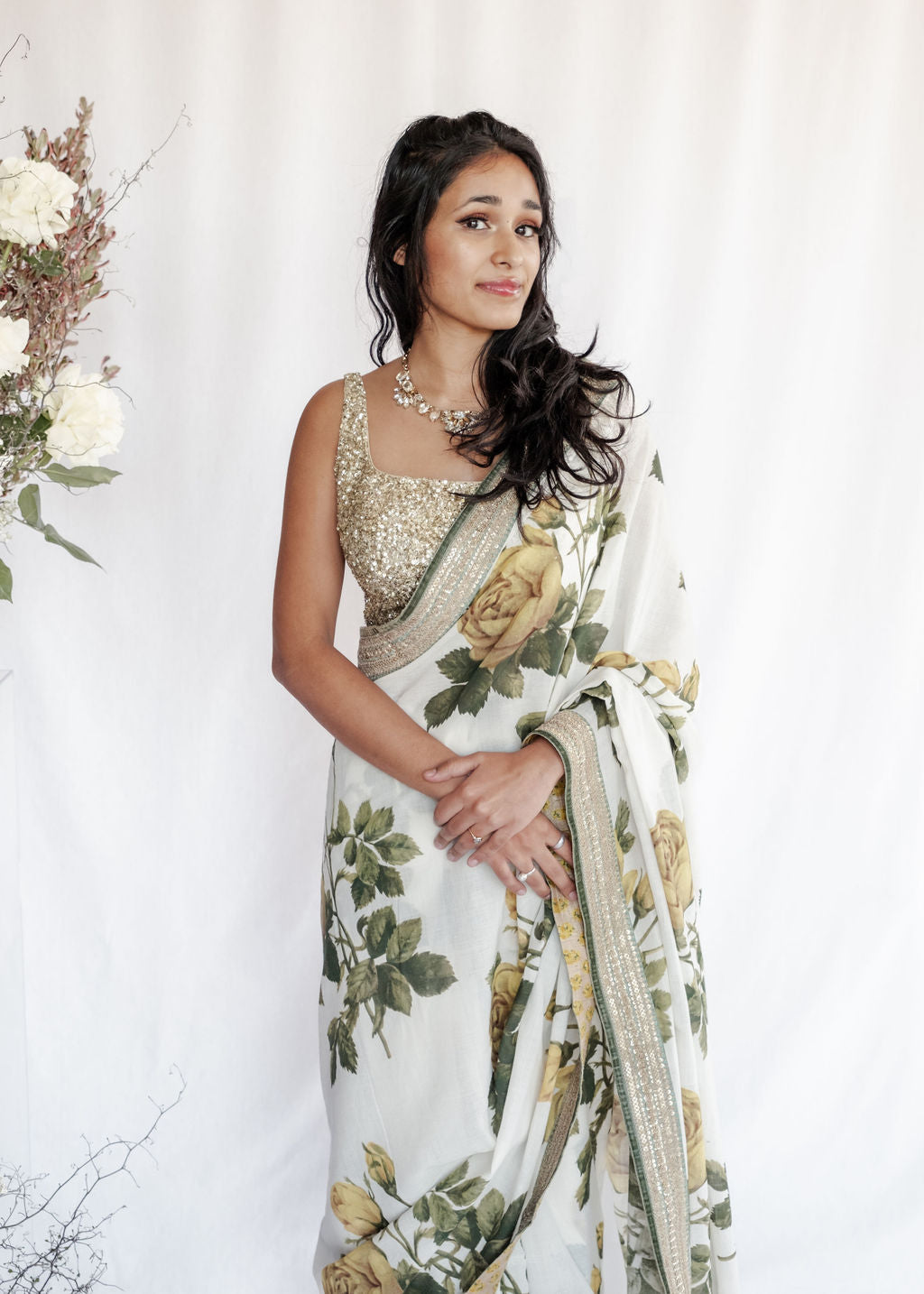 Sabyasachi - Dusty Yellow Rose Saree