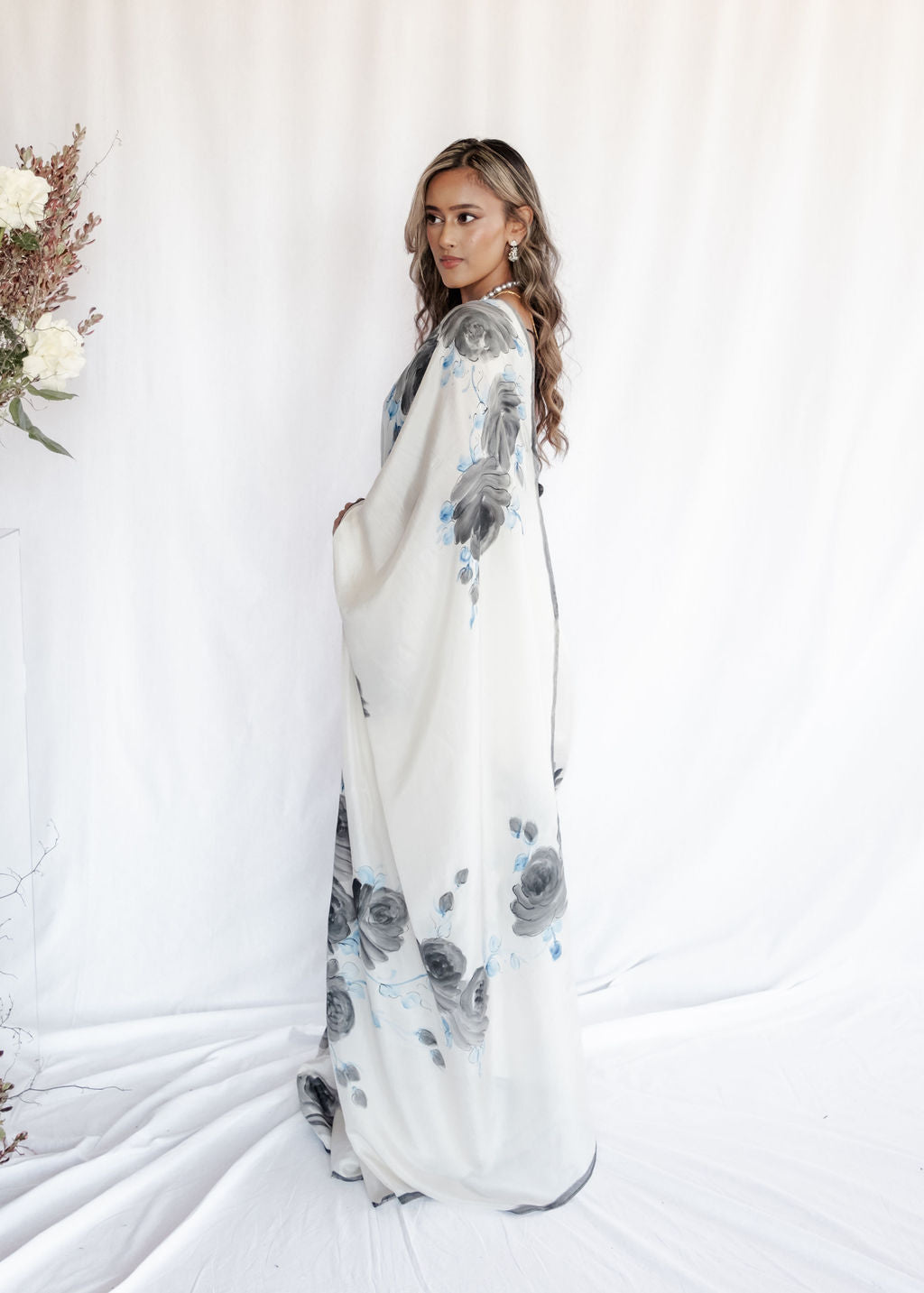 Picchika - Black Roses on Ivory Silk