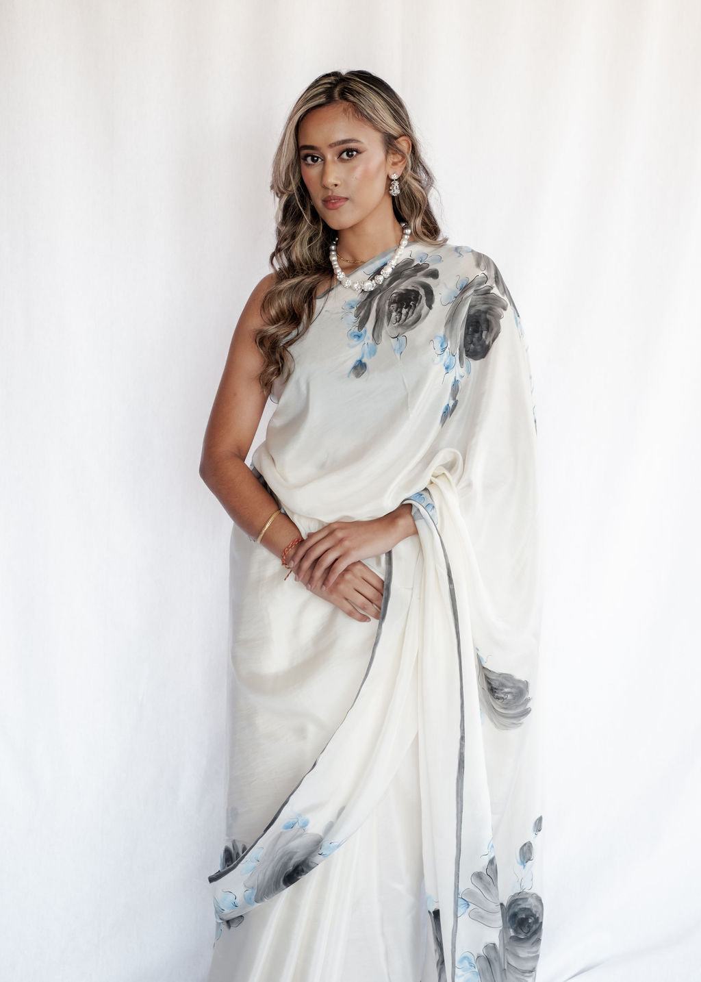 Picchika - Black Roses on Ivory Silk