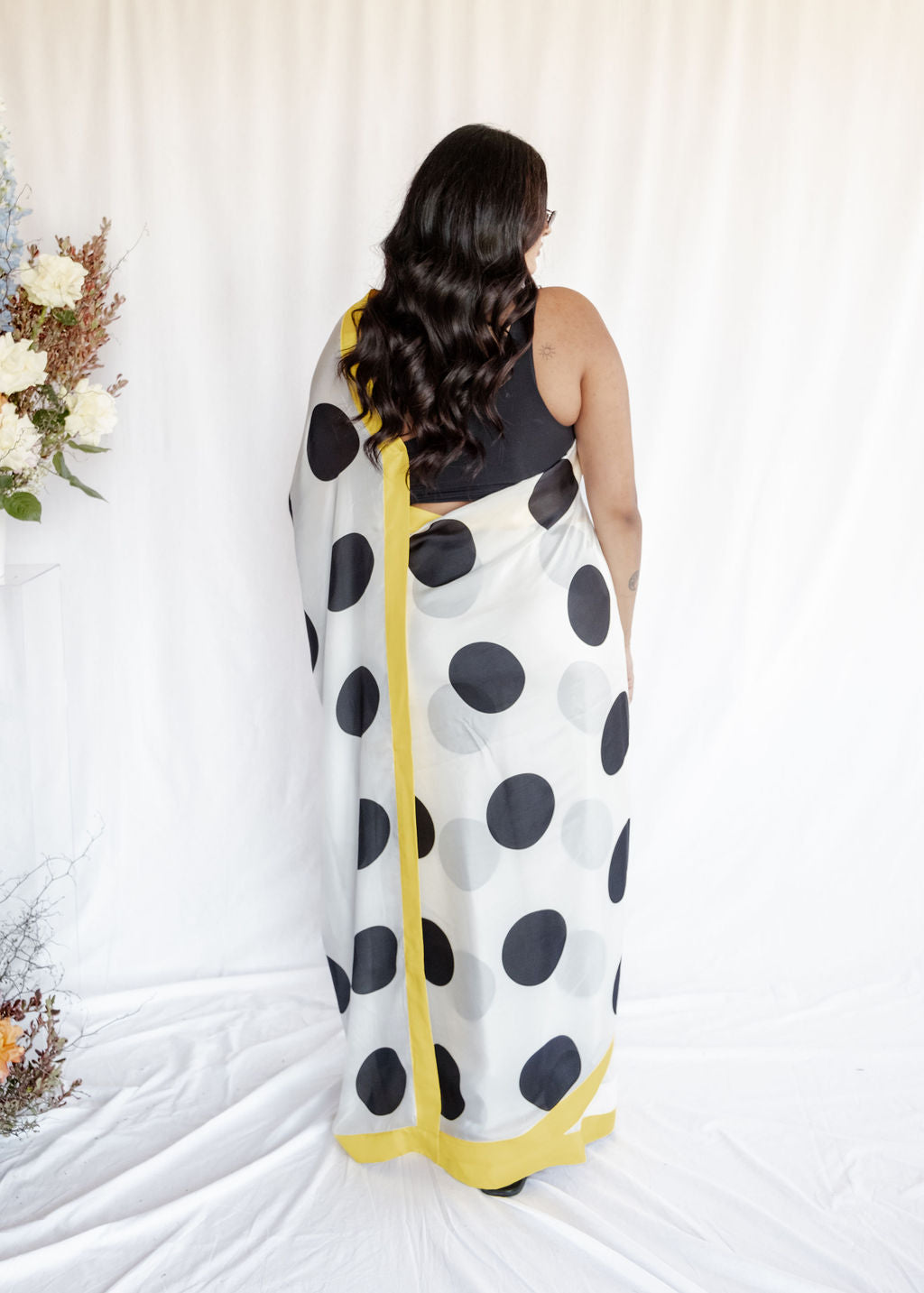House of Masaba - Monochromatic Black Polka Saree