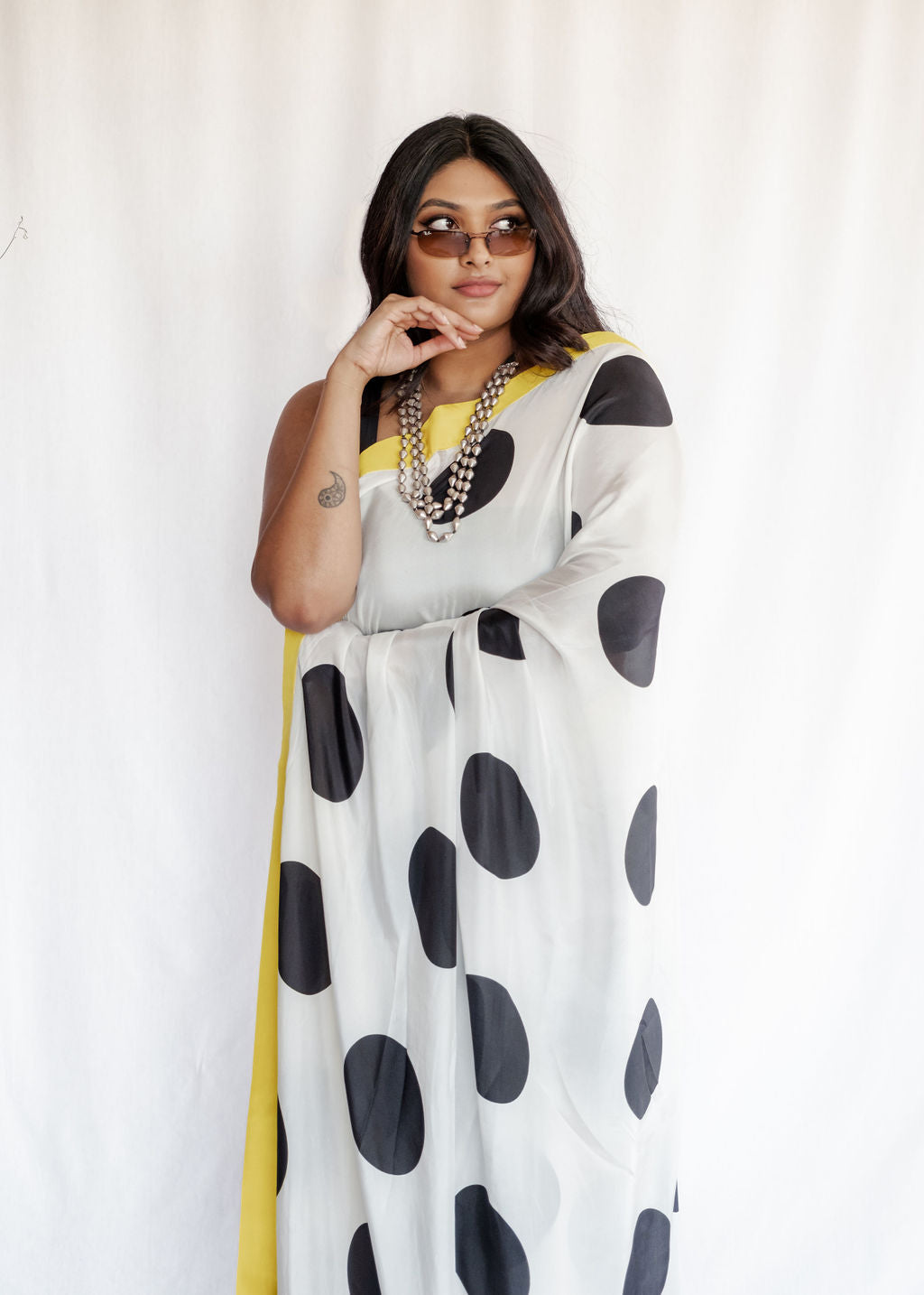 House of Masaba - Monochromatic Black Polka Saree