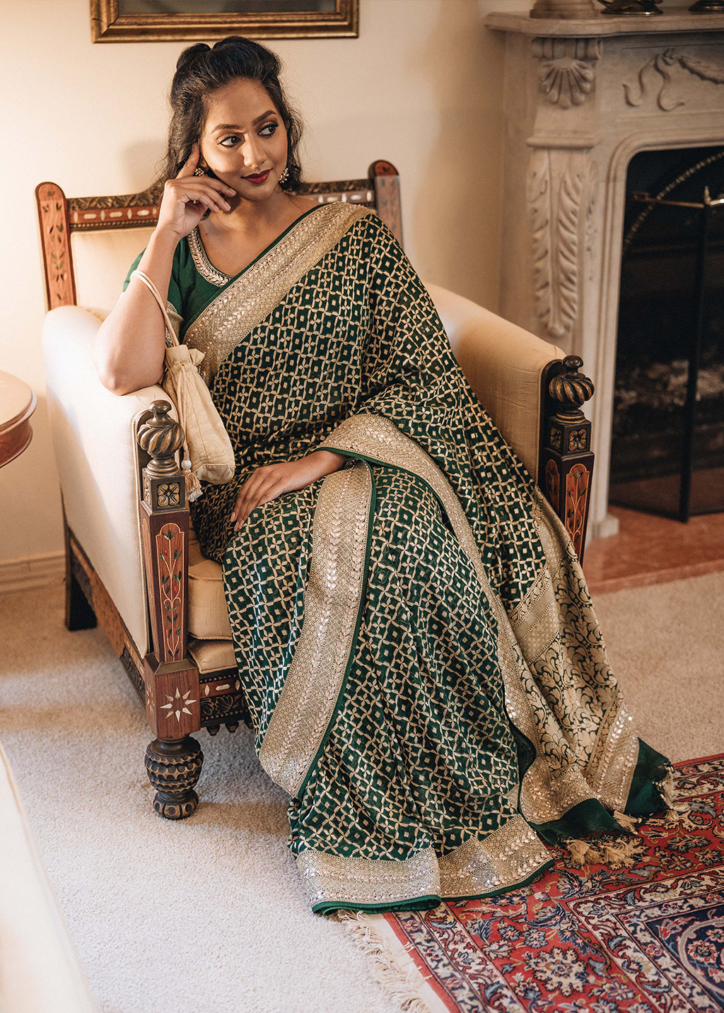 Anita Dongre - Emerald Benarsi Saree