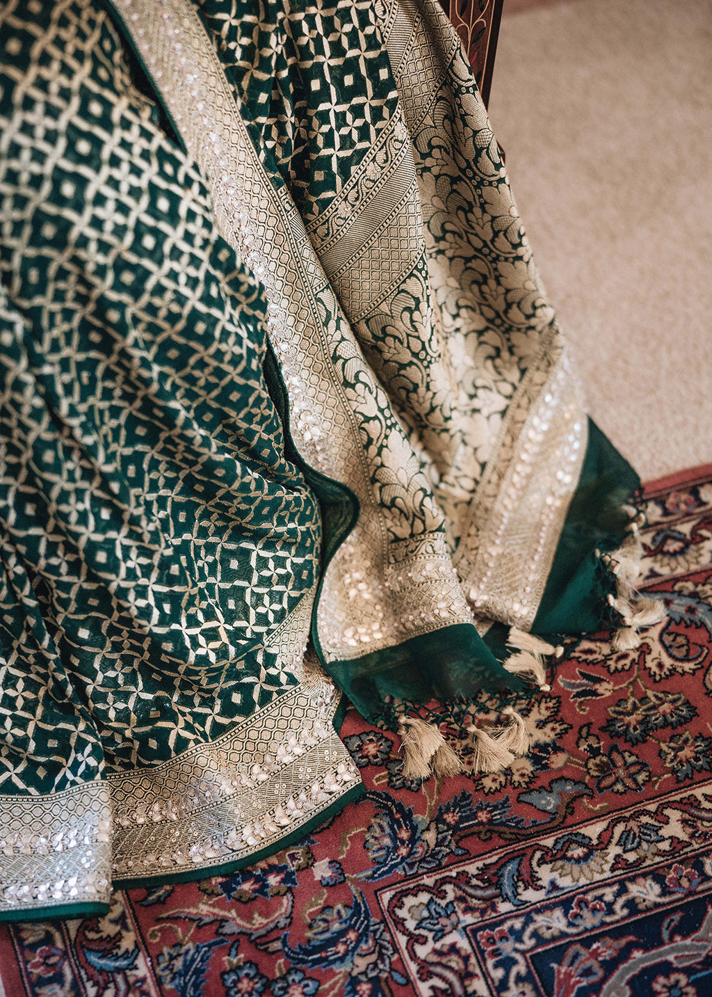 Anita Dongre - Emerald Benarsi Saree