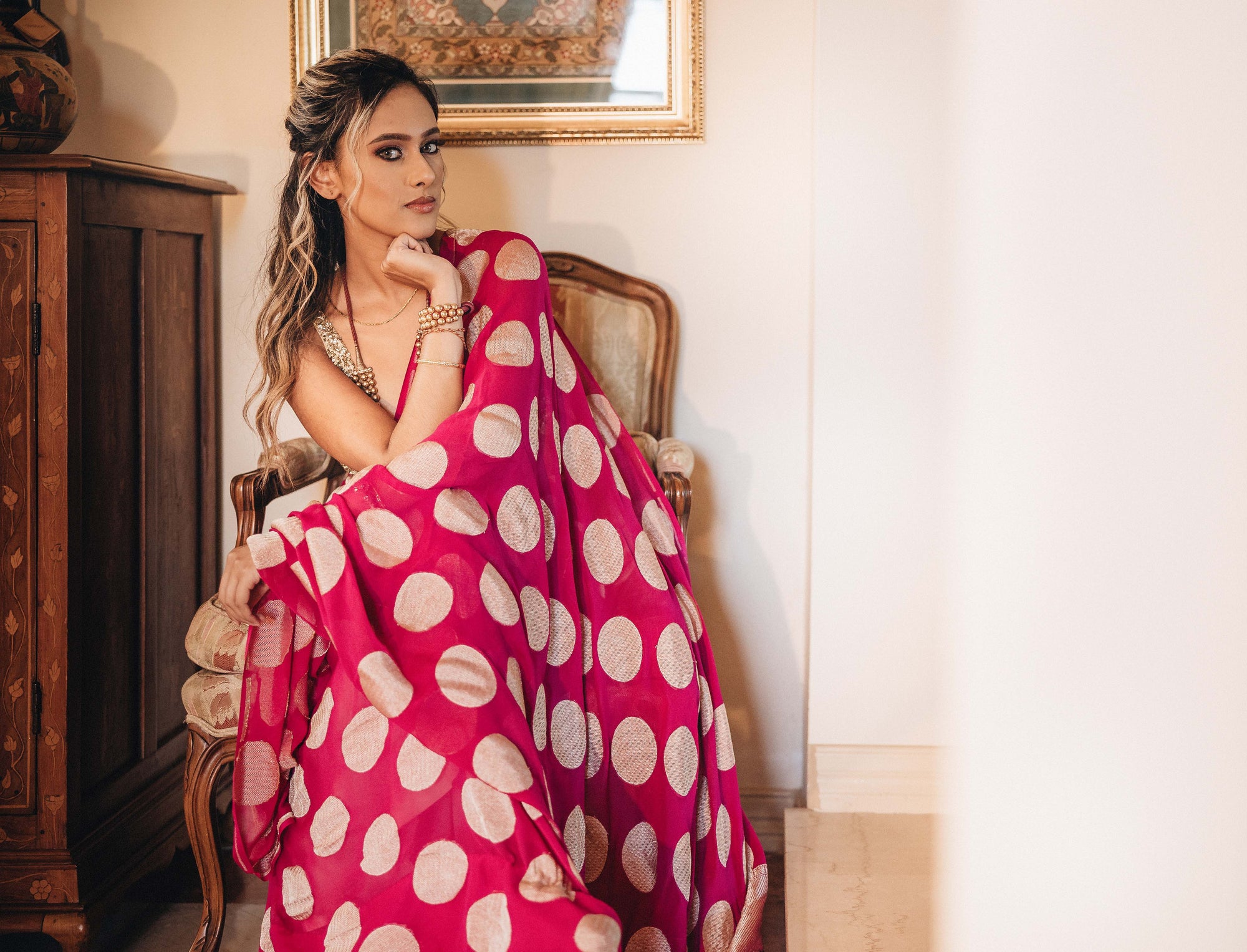 Ekaya Banaras - Polka Dot Saree
