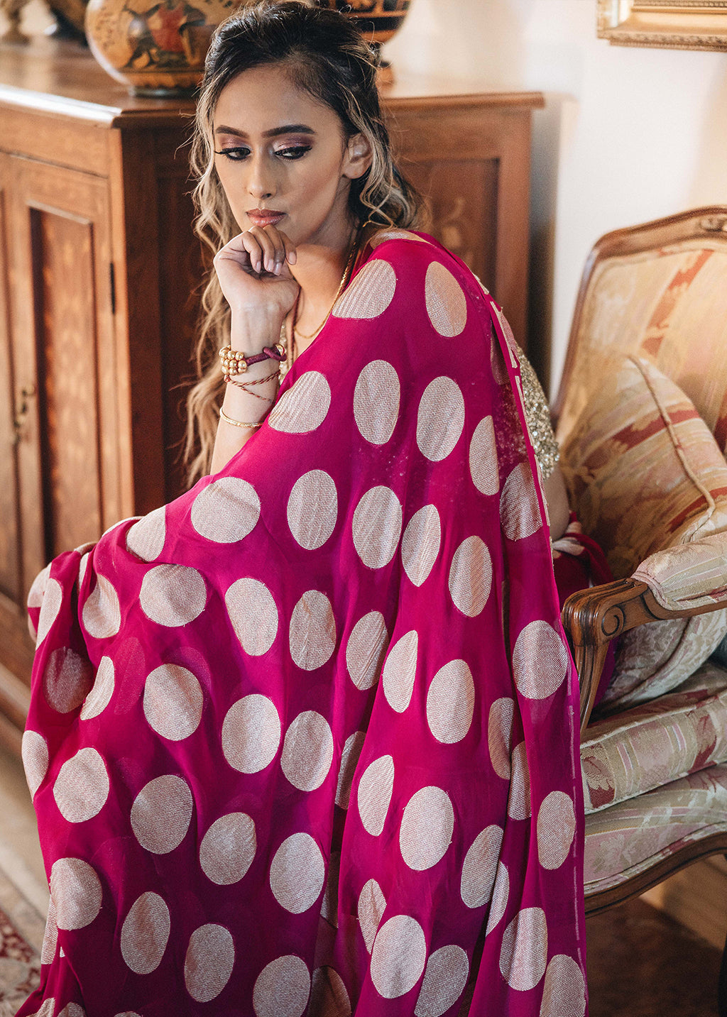 Ekaya Banaras - Polka Dot Saree