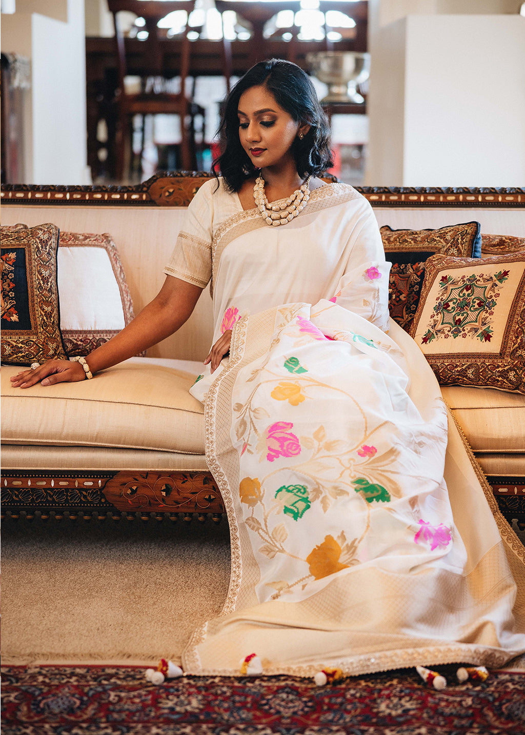 House of Masaba - Pink Popsicle Jacquard Saree