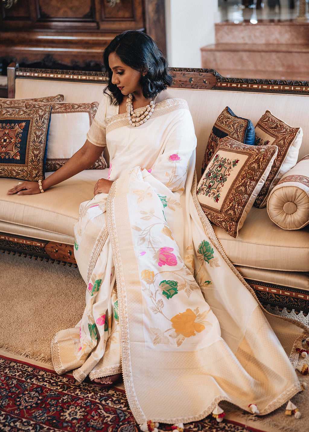 House of Masaba - Pink Popsicle Jacquard Saree