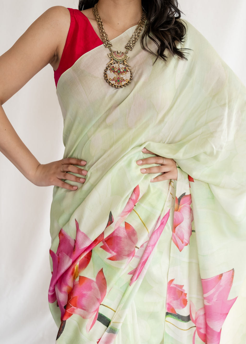 House of Masaba - Mint Lotus Saree