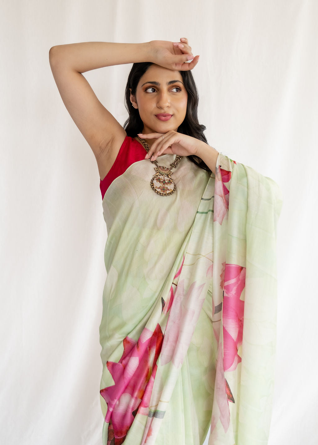 House of Masaba - Mint Lotus Saree