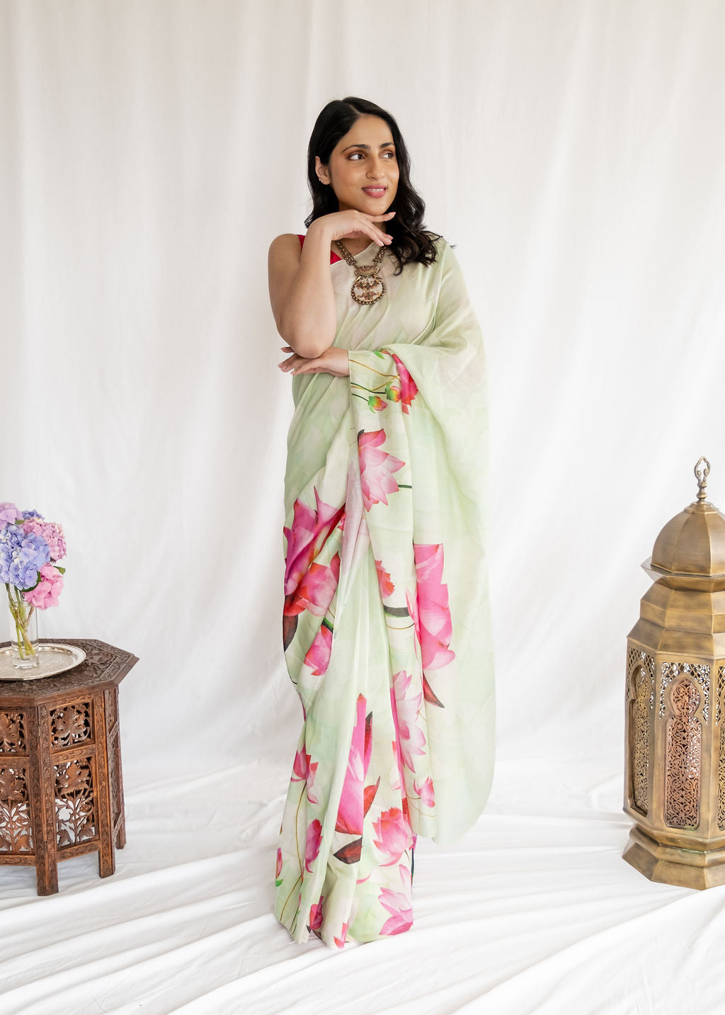 House of Masaba - Mint Lotus Saree