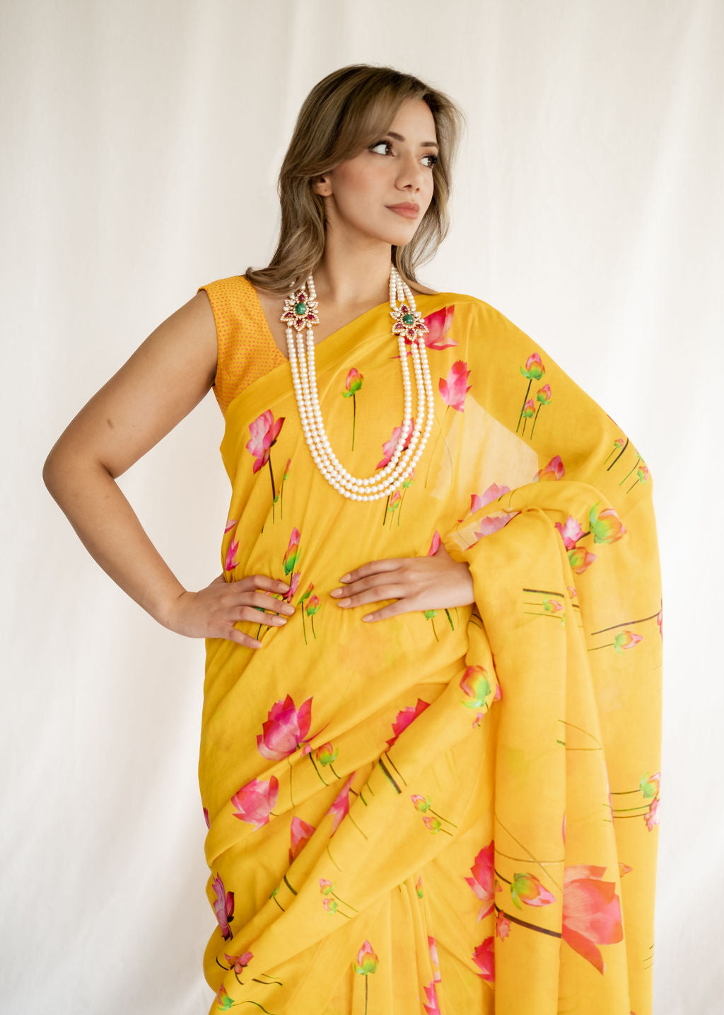 House of Masaba - Yellow Lotus Saree