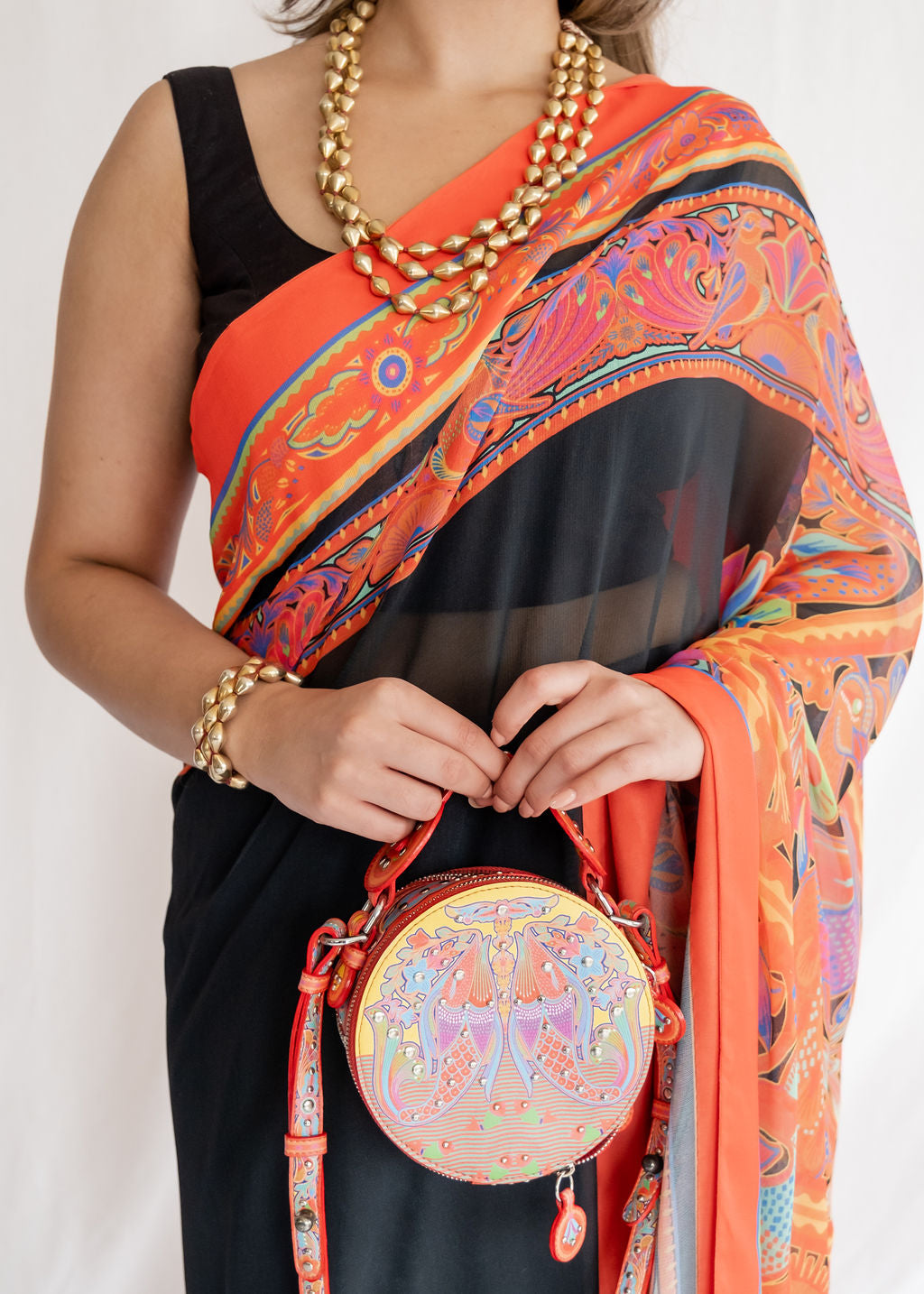 Rizwan Beyg - Black Truck Art Saree