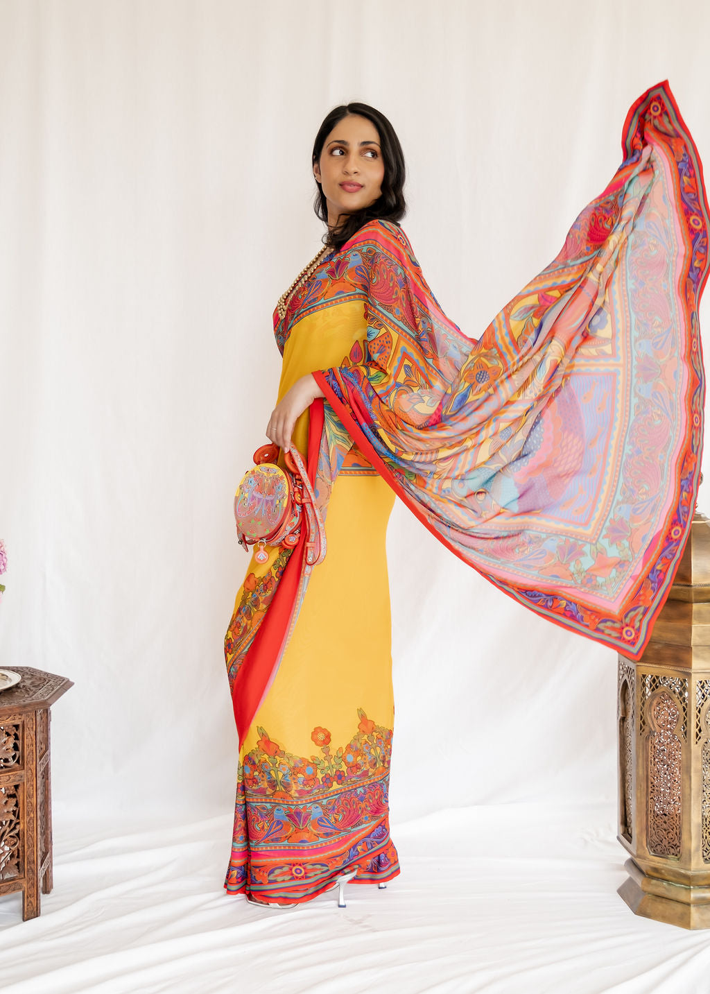 Rizwan Beyg - Yellow Truck Art Saree