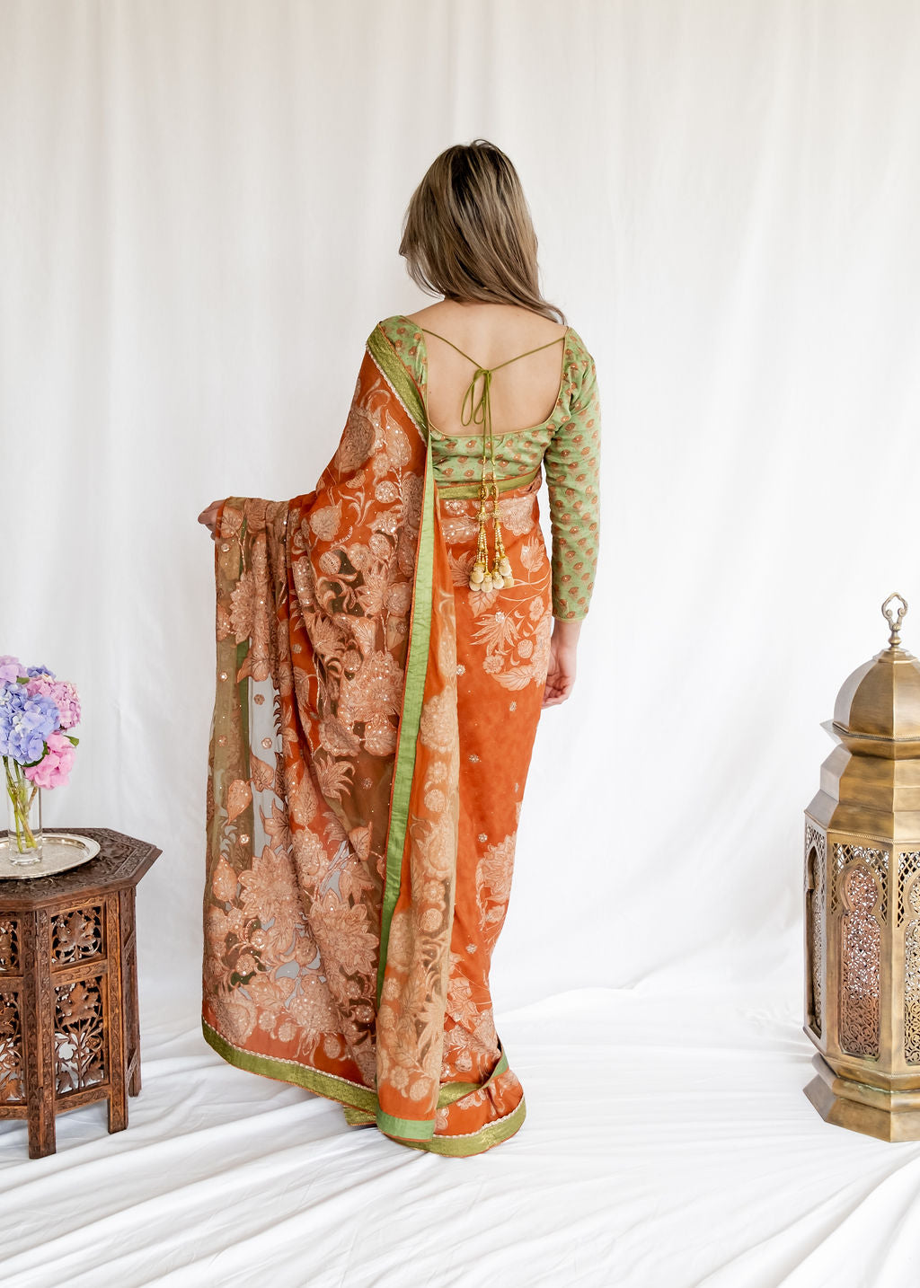 Ritu Kumar - Rust and Olive Saree