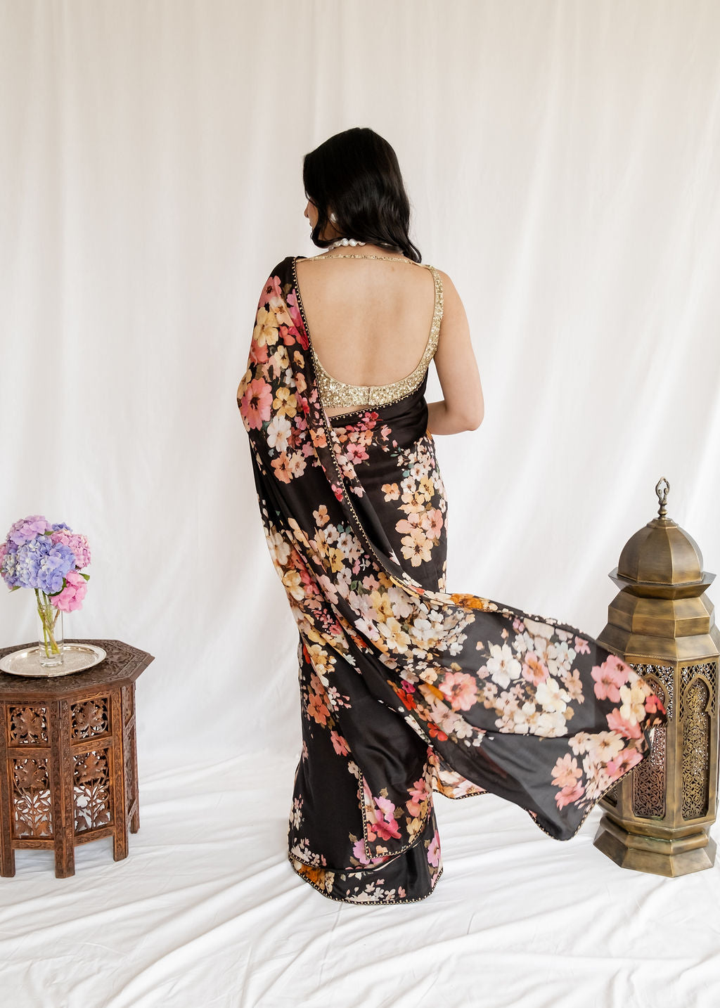 Sabyasachi - Black Floral Saree