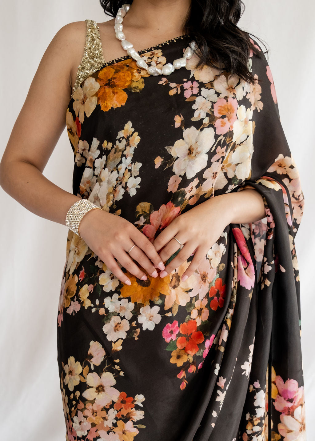 Sabyasachi - Black Floral Saree