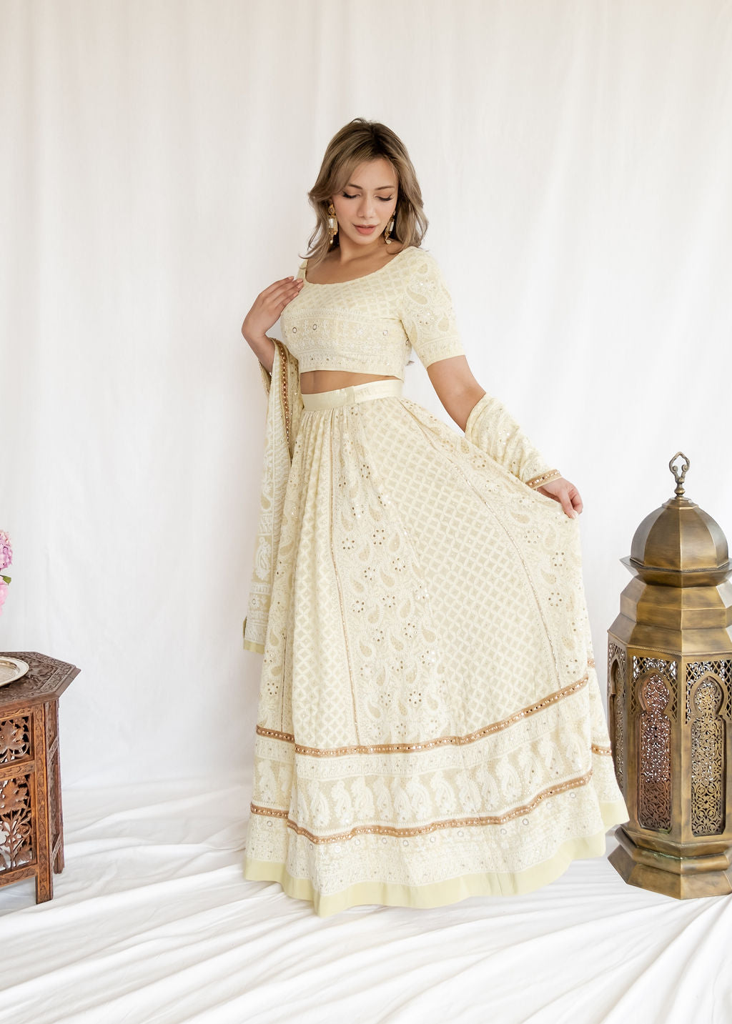 Chikankari - Yellow Sorbet Lehenga