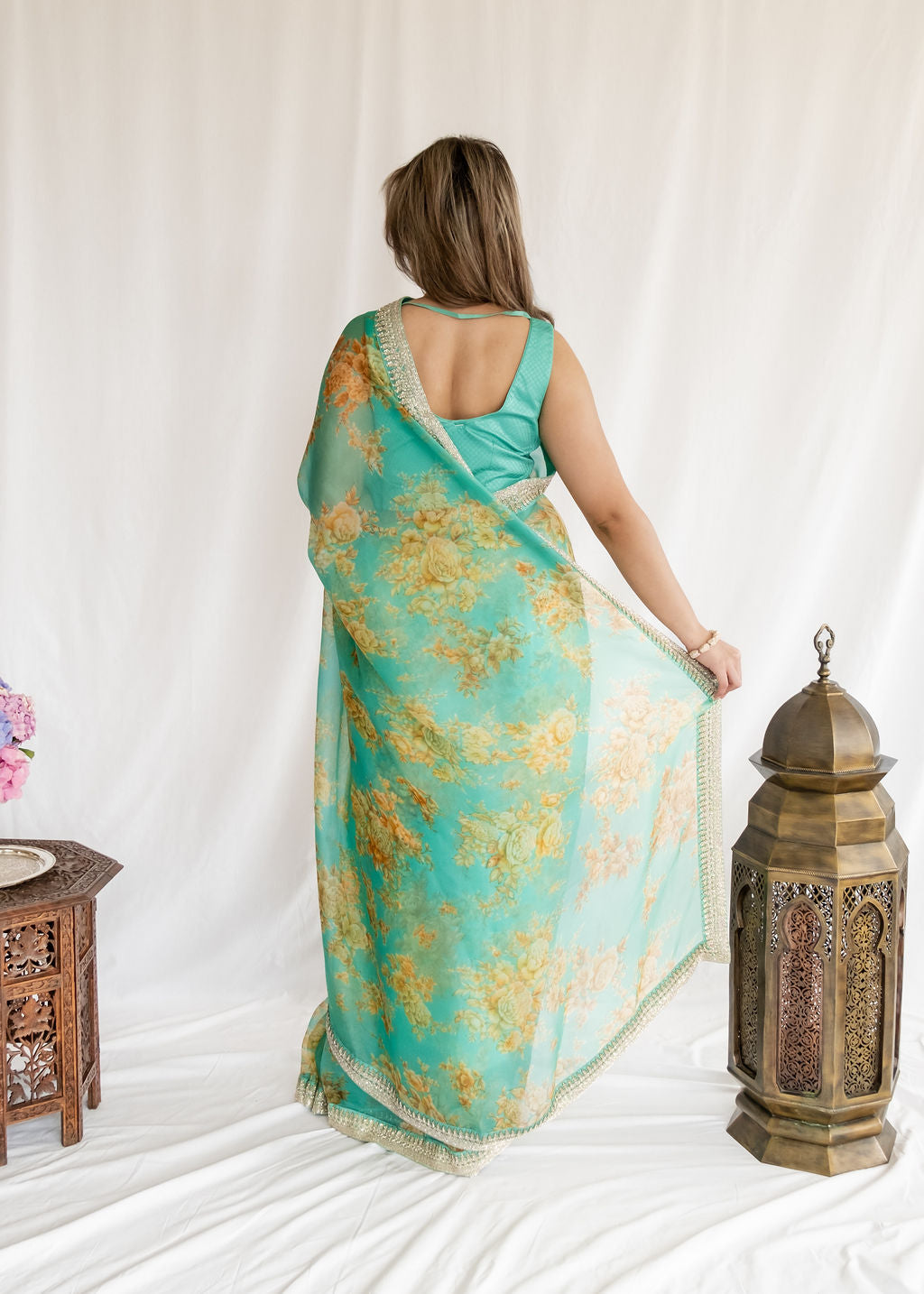 Sabyasachi - Teal Organza Saree