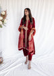 Farah Talib Aziz - Mehru Red Velvet Suit