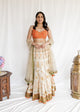 Ritu Kumar - Ecru & Coral Embroidered Lehenga